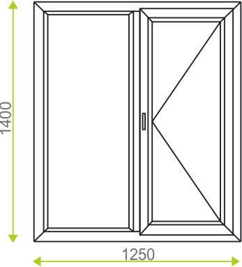 Окно 2-х секционное одностворчатое простое